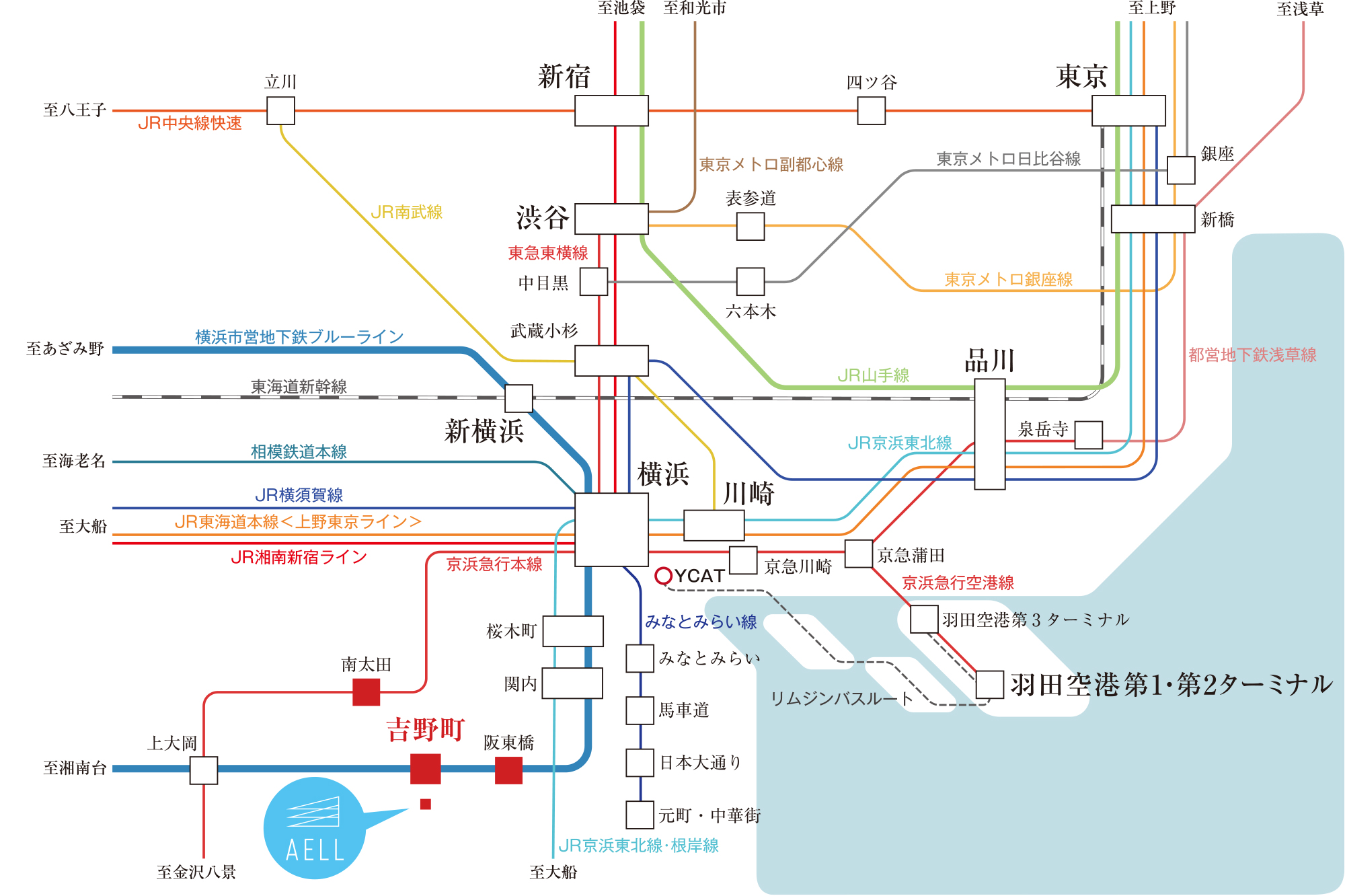 AELL横浜吉野町の路線図