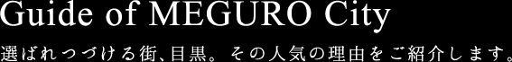 Guide of MEGURO City 選ばれつづける街、目黒。 その人気の理由をご紹介します。