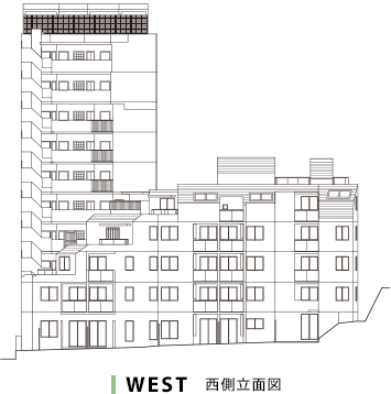 WEST　西側立面図