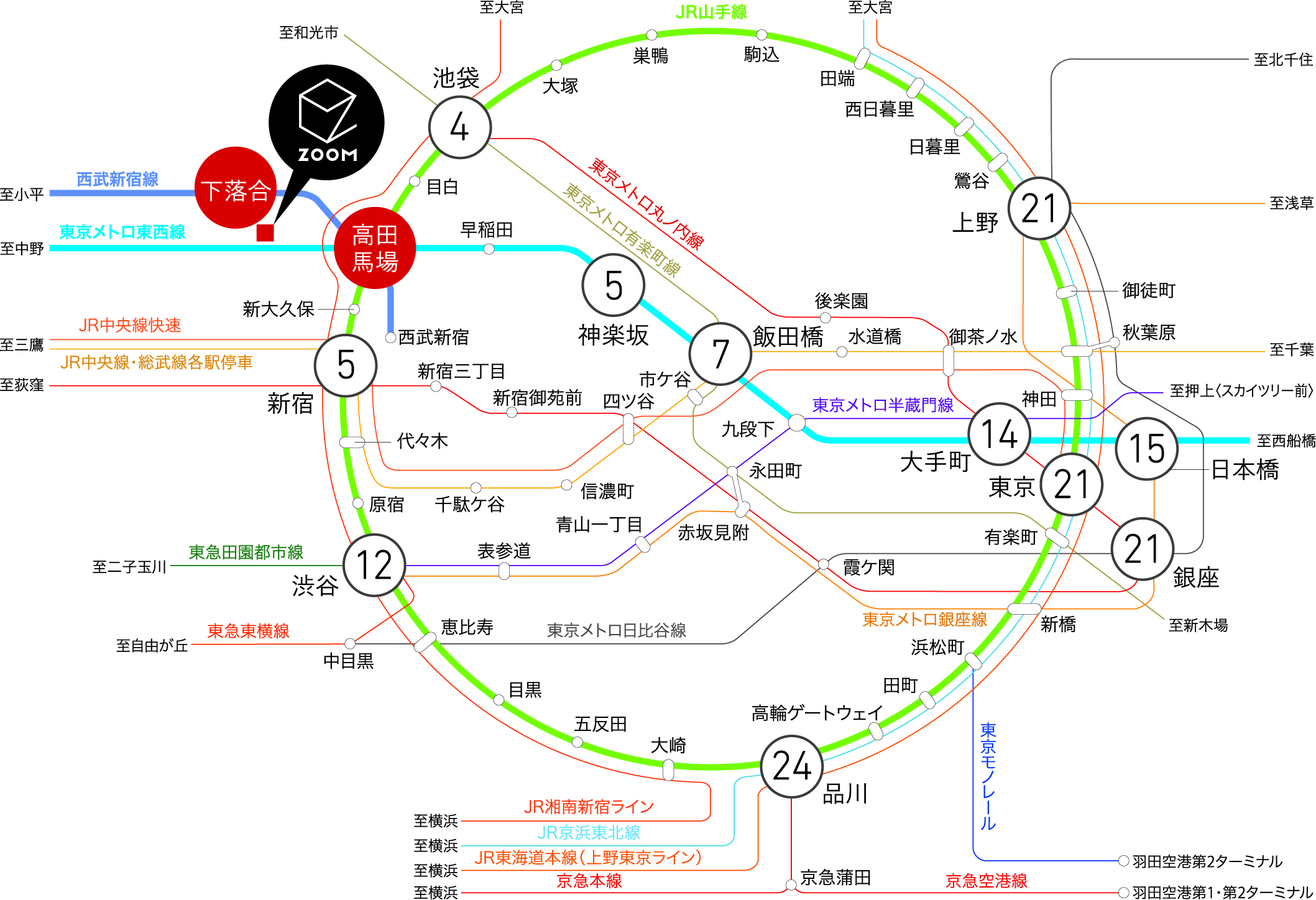 ZOOM高田馬場WESTの路線図