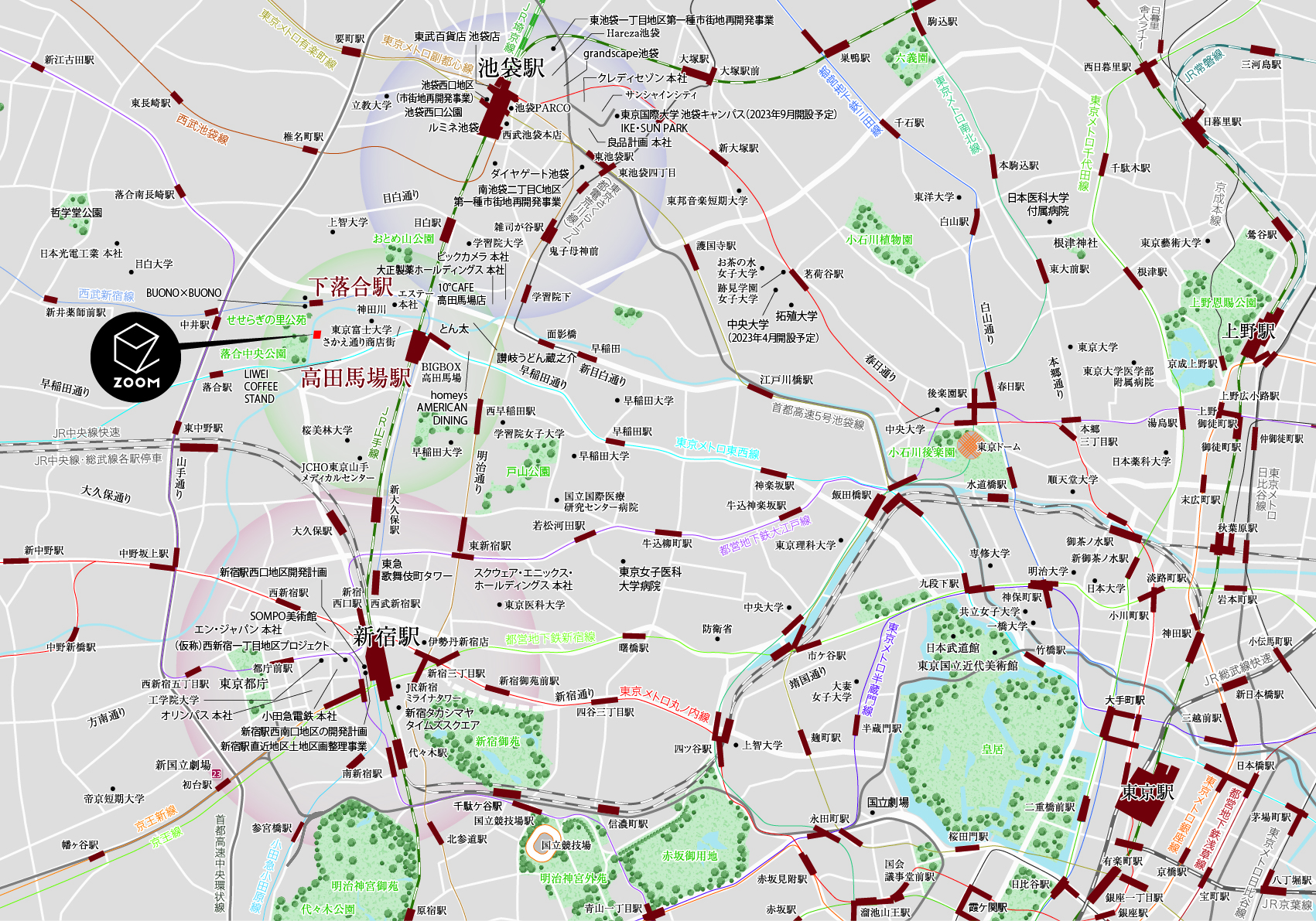 ZOOM高田馬場WESTのエリアマップ拡大